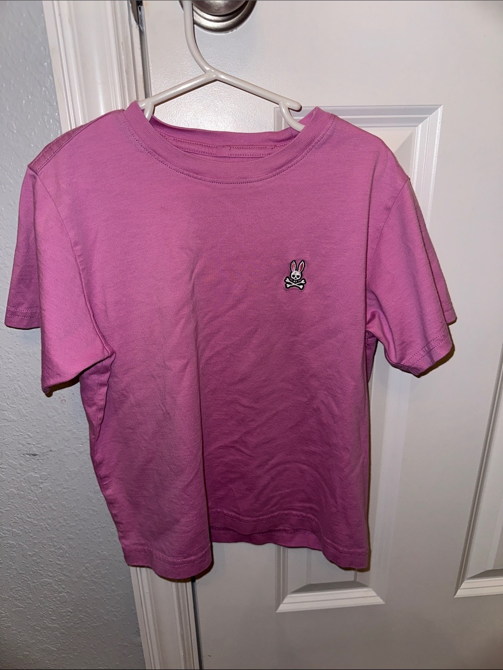 Psycho Bunny Kids Short Sleeve Tee in Pink with Bunny Skull Patch